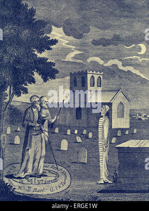 Edward Kelley, ein Zauberer "-"in der Tat den Geist einer verstorbenen Person aufrufen". Aus Abbildung im Buch der zeremoniellen Magie von Arthur Edward Waite, 1911 veröffentlicht. AEW: Britischer Mystiker und Schriftsteller, 2. Mai 1857 – 19 Oktober 1942. Stockfoto