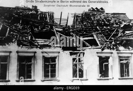 Straßenschlachten in Berlin, Deutschland - während Generalstreik der Novemberrevolution (Novemberrevolution) vom November 1918 - August Stockfoto