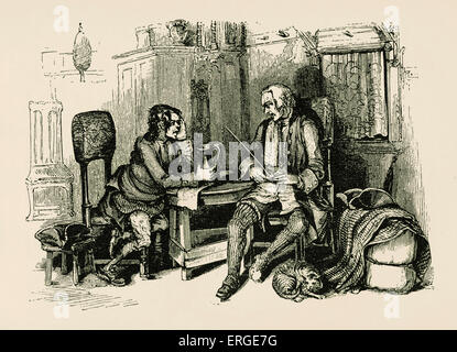 Rob Roy von Sir Walter Scott. Zuerst veröffentlicht 1817.  Bildunterschrift: Andrew Fairservice und den Hausierer.  RR: Robert Roy MacGregor Stockfoto