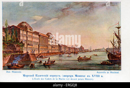 Marine-Akademie, St. Petersburg - 18. Jahrhundert. Von Aquarell von Mochkot. Russland. Stockfoto