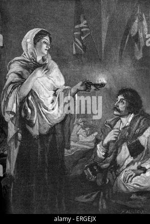 Florence Nightingale in einem Krankenhaus in Scutari, während des Krimkrieges. Bekannt als "Die Dame mit der Lampe". 12. Mai 1820 – 13 August Stockfoto