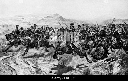 Charge of the Light Brigade in Balaclava, 25. Oktober 1854. Von Gravur nach Gemälde von Richard Canton Woodville Stockfoto