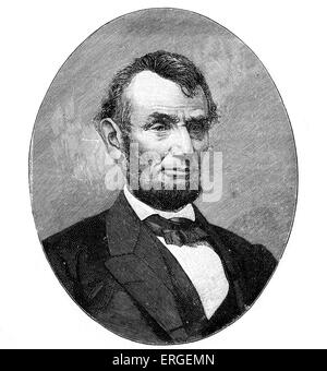 Abraham Lincoln - Porträt. 16. Präsident der Vereinigten Staaten. 12. Februar 1809 – 15. April 1865. Stockfoto