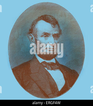 Abraham Lincoln - Porträt. 16. Präsident der Vereinigten Staaten. 12. Februar 1809 – 15. April 1865. Stockfoto