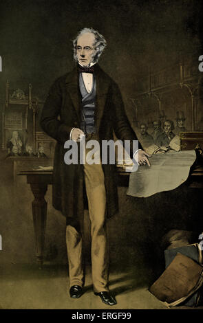 Henry John Temple, 3. Viscount Palmerston - vom Kupferstich von Zobel nach Gemälde von F. Cruikshank. Britischer Staatsmann und Stockfoto