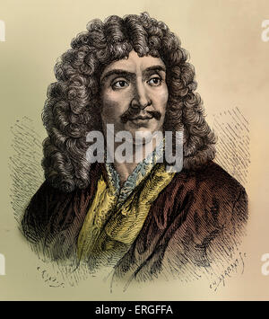 Jean-Baptiste Poquelin, auch bekannt unter seinem Künstlernamen, Molière, war ein französischer Dramatiker und Schauspieler. Molière:1622 – 1673. Stockfoto