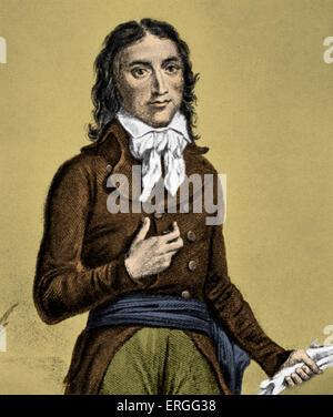 Camille Desmoulins (Simplice Lucie Camille Desmoulins Benoist).  Französischer Journalist und Politiker die Franzosen beteiligt Stockfoto