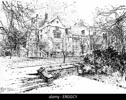 Lambeth Palace - Blick aus dem Garten. Ende des 19. Jahrhunderts. Offizielle Londoner Residenz des Erzbischofs von Canterbury. Stockfoto