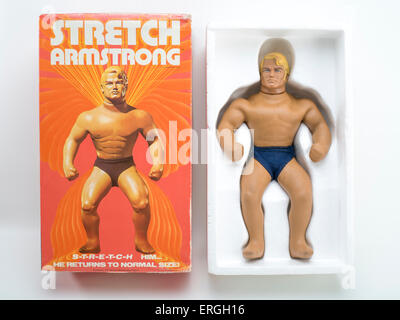 Stretch Armstrong Latex mit Maissirup Gel Action-Figur von 1976 von Kenner Stockfoto