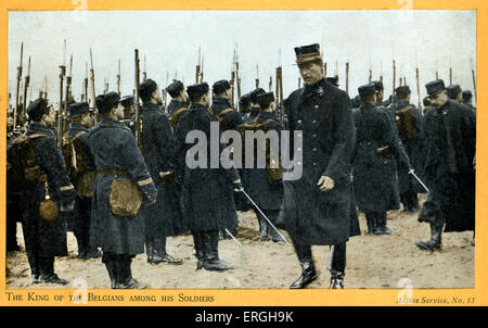 1. Weltkrieg: Albert i. von Belgien mit seinen Truppen. König von Belgien im zweiten Weltkrieg (8. April 1875 – 17. Februar 1934).  Britische Stockfoto