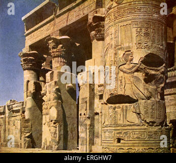 Ägypten - Tempel von Kom Ombo. Bildunterschrift lautet: "Haupteingang zum Tempel von Kom Ombo". Doppel-Tempel gebaut während der ptolemäischen Stockfoto