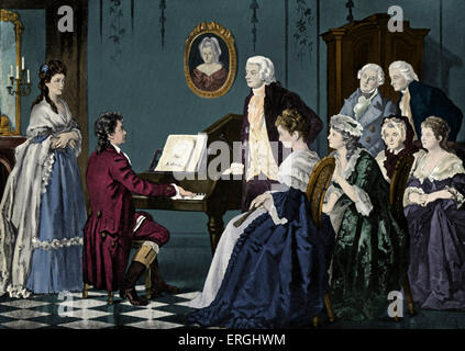 Beethoven spielen bei Amadeus, 1787. Beethoven im Alter von 17 Ludwig van Beethoven. Deutscher Komponist 1770-1827 Stockfoto