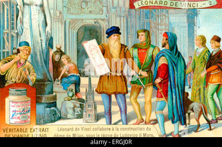 Das Leben des Leonardo da Vinci: Mitarbeit bei Mailand Duomo (Kathedrale) von 1484 unter Ludovico Sforza (Herzog von Milan. 27 Stockfoto