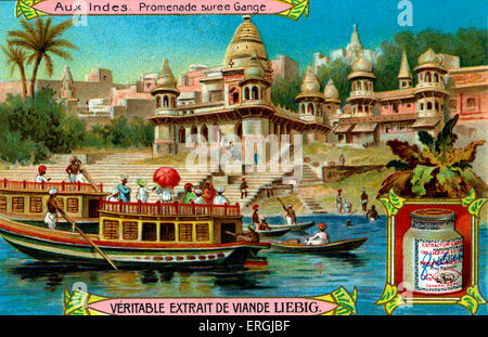 Promenade am Ganges, Indien. Anfang des 20. Jahrhunderts Illustration von Liebig Sammelkartenspiel (Französisch-Series-Titel: "Aux Stockfoto