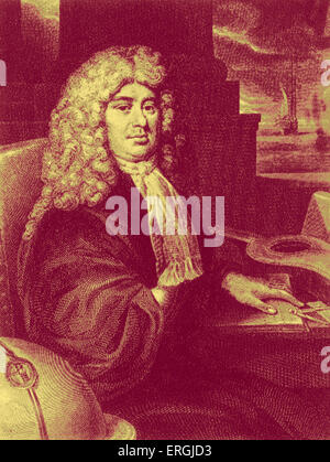 Samuel Pepys. Porträt der englischen Marine-Administrator nach dem Porträt von Sir Godfrey Kneller, 8. August 1646-19 Oktober Stockfoto