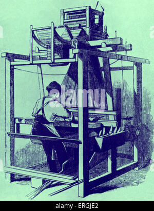 19. Jahrhundert-Webstuhl zum Weben Tuch verwendet. Stockfoto