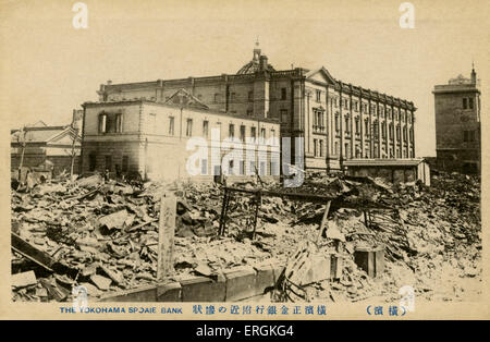 Ruinen der Yokohama Spoaie Bank. Am 1. September 1923, das große Kanto-Erdbeben erschütterte Yokohama, Nivellierung ein Großteil der Stockfoto