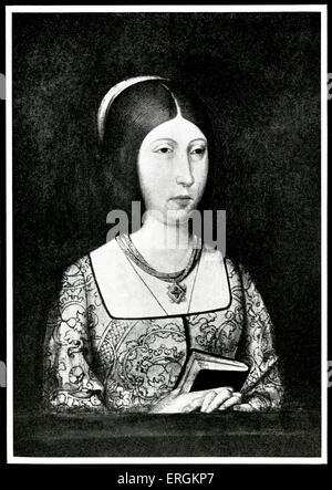 Isabella von Kastilien / die katholische (1451-1504). Königin von Kastilien und Leon von 1474 und Frau mit Ferdinand von Aragon / Stockfoto