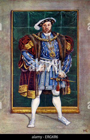 König Henry VIII (1491-1547) im Jahre 1542. König von England von 1509 bis zu seinem Tod. Nach einem Porträt von Hans Eworth 1542.After Stockfoto