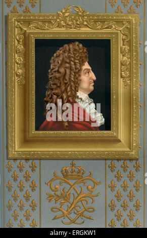 Ludwig XIV. von Frankreich - Farblitho der Wachsfigur von Antoine Benoist nach Leben gemacht. Palais de Versailles / Versailles Stockfoto