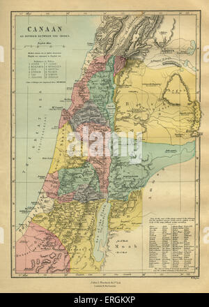 19. Jahrhundert-Karte von Canaan (Moderntag Israel, Palästina, Libanon und den westlichen Teilen von Jordanien und Syrien) als Stockfoto