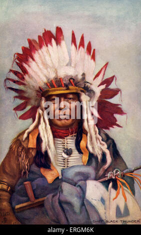 Chief Black Thunder war eine Navajo American Indian Chief. Diese Illustration machte Ende des 19. Jahrhunderts. Umgekehrte Beschriftung behauptet, dass er Bruder Chief Yellow Thunder war. Stockfoto