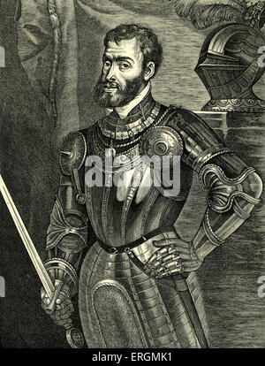 Charles V - Porträt des Heiligen römischen Kaisers 24 Februar 1500-21 September 1558. Bekannt als Carlos I de España y V de Alemania Stockfoto