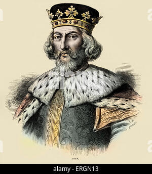 John, König von England, von 6 April 1199 bis zu seinem Tod. 24 Dezember 1166 – 18/19. Oktober 1216. Stockfoto