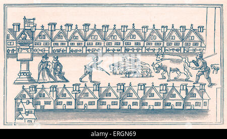 Eastcheap Markt in 1598 abgebildet. Während der späten elisabethanischen Ära war Eastcheap der Wohnsitz von William Shakespeare Stockfoto