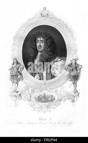 Charles II, Portrait. Monarch der drei Königreiche von England, Schottland und Irland ab 1660-1685. 29. Mai 1630 – 6 Februar Stockfoto