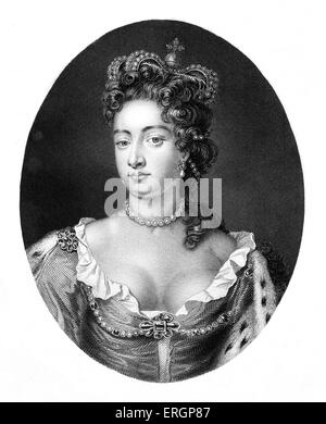 Anne, Königin von Großbritannien, Portrait, 6. Februar 1665 – 1. August 1714. Nach einem Gemälde von Sir Godfrey Kneller. Stockfoto