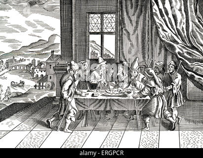 Pascha.  Seder-Abend.  Feier vom 17. Jahrhundert Haggada Stockfoto