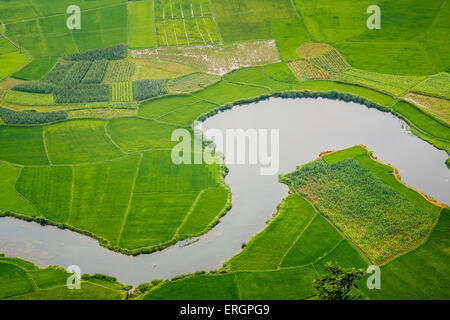 Moc Chau Stadt Morgen am 26. März 2015 in Son la Provinz, Vietnam Stockfoto