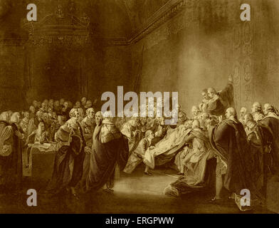 Der Tod des Earl of Chatham. Kupferstich nach dem Gemälde von John Singleton Copley im Jahre 1781. Es zeigt den Zusammenbruch von William Stockfoto