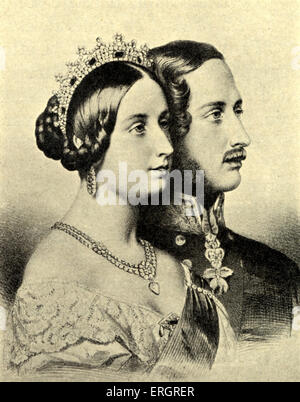 Königin Victoria und Prinz Albert. Porträts im Profil. Stockfoto