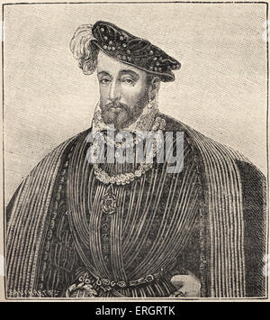 Henry II - König von Frankreich, Portrait-Gravur. Französischer Adliger 31 März 1519-10 Juli 1559.  Patron der Künste - einschließlich Stockfoto