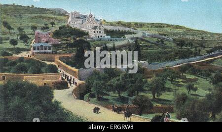 Der Garten von Gethsemane in Jerusalem, wo Christus fiel auf sein Angesicht und weinte laut dem Buch des Matthäus. Stockfoto