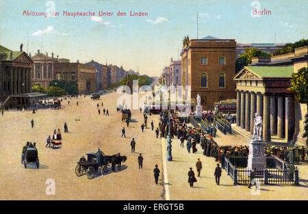 Berlin an der Wende des 20. Jahrhunderts. Unter Den Linden und das Opera House auf der rechten Seite. Straßenszene. Fotografische gemalt Stockfoto