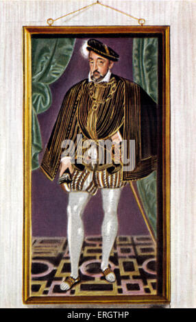 Heinrich II. (Französisch: Henri II)-Porträt des Königs von Frankreich, Mitglied der Valois-Dynastie. Gravur, Abbildung. 31 März 1519 Stockfoto