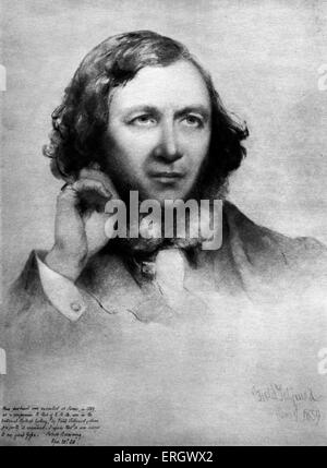 Robert Browning: Englischer Dichter und Dramatiker: 7. Mai 1812 – 12 Dezember 1889.  Nach dem Portrait von Feld Talfourd. Stockfoto