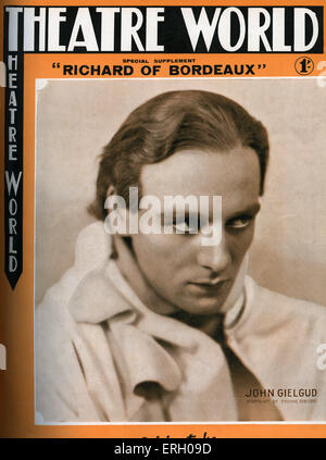 John Gielgud auf dem Cover der Theaterwelt, März 1933. Sonderbeilage "Richard von Bordeaux" von Gordon Daviot. JG: Stockfoto