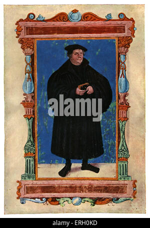 Martin Luther - Illustration von Lucas Cranach der ältere. Martin Luther war ein Reformator und der Vater des Prostestantism. Stockfoto