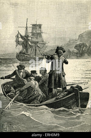 Treasure Island von Stevenson. Bildunterschrift lautet: "die Squire hob seine Waffe, das Rudern aufgehört." (Squire John Stockfoto