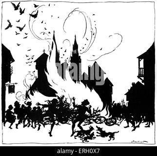 Dornröschen von c.s. Evans. Bildunterschrift: Brennen das Durchdrehen der Räder. Charles Seddon Evans: 1883-1944 Stockfoto