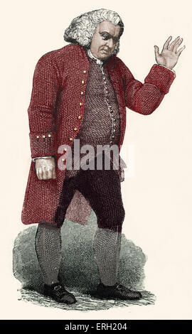 Samuel Johnson - englischer Schriftsteller, Dichter - Porträt 18. September 1709 – 13. Dezember 1784 - vom Kupferstich von Finden, Farbausführung Stockfoto