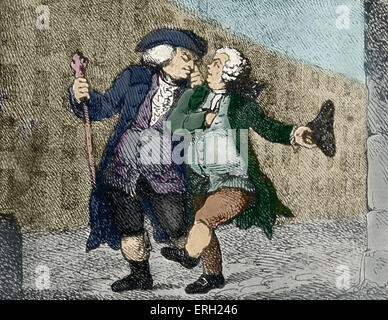 Samuel Johnson und James Boswell - Illustration - "Zu Fuß auf der High Street" von einer Karikatur von Thomas Rowlandson. Stockfoto