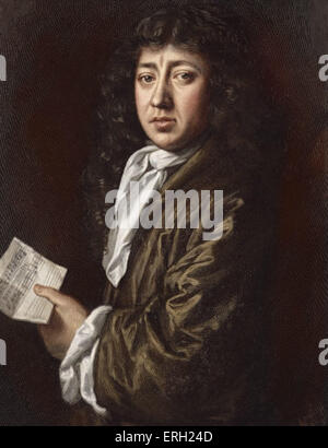 Samuel Pepys - Porträt Partitur nach dem Gemälde von John Hayls halten.  Englischer Schriftsteller und Chronist. 1633 - 1703. Farbausführung Stockfoto