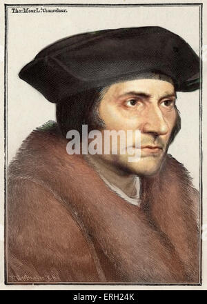 Sir Thomas More - Porträt - Politiker - Autor C 1478-1535 - Bartolossi-Gravur - nach Holbein zeichnen - Herr Stockfoto