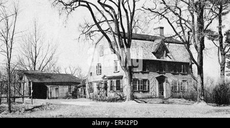 Nathaniels ersten House - The Old Manse. US-amerikanischer Schriftsteller, 4. Juli 1804 – 19. Mai 1864. Stockfoto