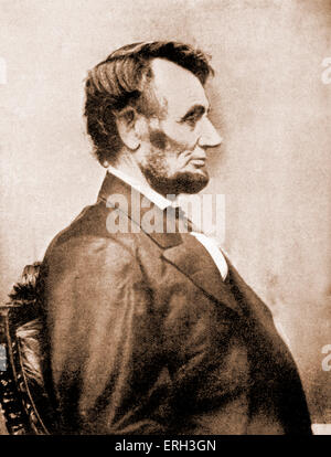 Abraham Lincoln - Porträt im Profil. Foto von der 16. Präsident der Vereinigten Staaten im Jahre 1864 übernommen, ein Jahr, bevor er ermordet wurde. 12. Februar 1809 – 15. April 1865. Stockfoto